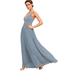 Lulu's Depths of My Love Dusty Blue Maxi Dress